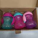 Nuby Clik-It Grip N' Sip Soft Spout No-Spill Training Sippy Cup with Handles - (3-Pack) 10 oz - 4+ Months - Aqua/Purple/Pink