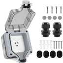 Outdoor Power Outlet Box - Waterproof IP66, 15A 250V Plug Socket with Outdoor Outlet Cover