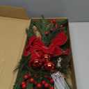 Christmas Swag 24 Inch Christmas Teardrop Swag Xmas Cordless Prelit Stairway Swags with Bowknot, Berries, Teardrop Trim Wreath Xmas Decorations for Stairs, Front Door, Outdoor, Home Garden Decor