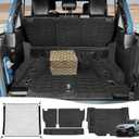 Cargo Mats & Trunk Net for 2021-2024 Jeep Wrangler JL 4XE Trunk Mat Backrest Liner with Cargo Net All Weather Anti-Slip Rear Back Seat Mats Cargo Net for Wrangler JL 4XE 4 Door Accessories
