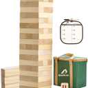 ApudArmis 54 PCS Tumble Timber Set [Up to 3.2FT], Pine Wooden Tumble Tower Game with Dice and Scoreboard Set - Classic Block Stacking Board Game for Teens Adults
