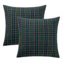 MIULEE Christmas Set of 2 Scottish Tartan Plaid Throw Pillow Covers Farmhouse Classic Decorative Outdoor Square Cushion Cases for Decor Sofa Couch 18x18 Inch, Green