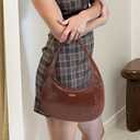 Womens Small Crescent Shoulder Bag, Mini Vegan Leather Hobo Purse with Zipper for Everyday Going Out | Small