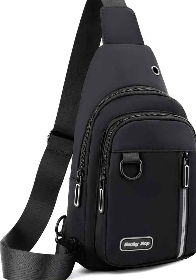 Seoky Rop Sling Bag for Women Men One Shoulder Crossbody Bag Backpack Fanny Pack Cross Body Bags for Travel Day Trip Black