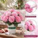 Suncalla 2 Pack Artificial Hydrangea Flowers in Pot, 20 Inch Faux Silk Hydrangea Arrangement, Gradient Purple Potted Fake Flowers for Table Centerpiece, Home, Wedding, Entryway Decor(Pink)
