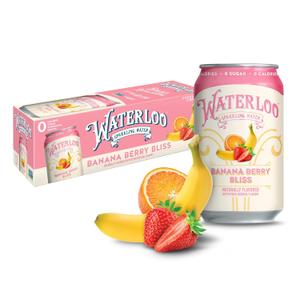 Waterloo Sparkling Water, Banana Berry Bliss Naturally Flavored, 12 Fl Oz Cans (Pack of 12)  Zero Calories and Zero Sugar or Sweeteners
