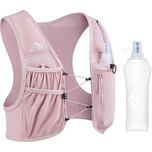 Running Vest for Women Men, USA Original Patent, Adjustable Chest Straps Running Hydration Vest with 500ml Soft Flask, Lightweight Reflective Hydration Backpack for Marathon (X-Small-Small, Pink)