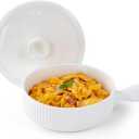 EliteVibe Ceramic Microwave Egg Cooker Scrambled with Lid, BPA-Free Non-Stick Non-Toxic & Heat-Resistant Quick Cooking Egg Maker, Dishwasher Safe, Holds Up to 3 EggsWhite