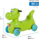 Step2 Dino Dash Kids Push Car, Foot Powered Ride On Toy, Practice Balance with 4 Wheels, Track Not Included, Made of Durable Plastic, Max Weight 50 lbs., for Toddlers 2-5 Years Old, Green