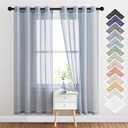 NICETOWN Semi Sheer Linen Blend Window Curtains, Grommet Solid Curtain Privacy with Light Filter Flax Texture Window Treatment Vertical Drape for Bedroom/Living Room, W52 x L72, Sea Mist, 1 Pair