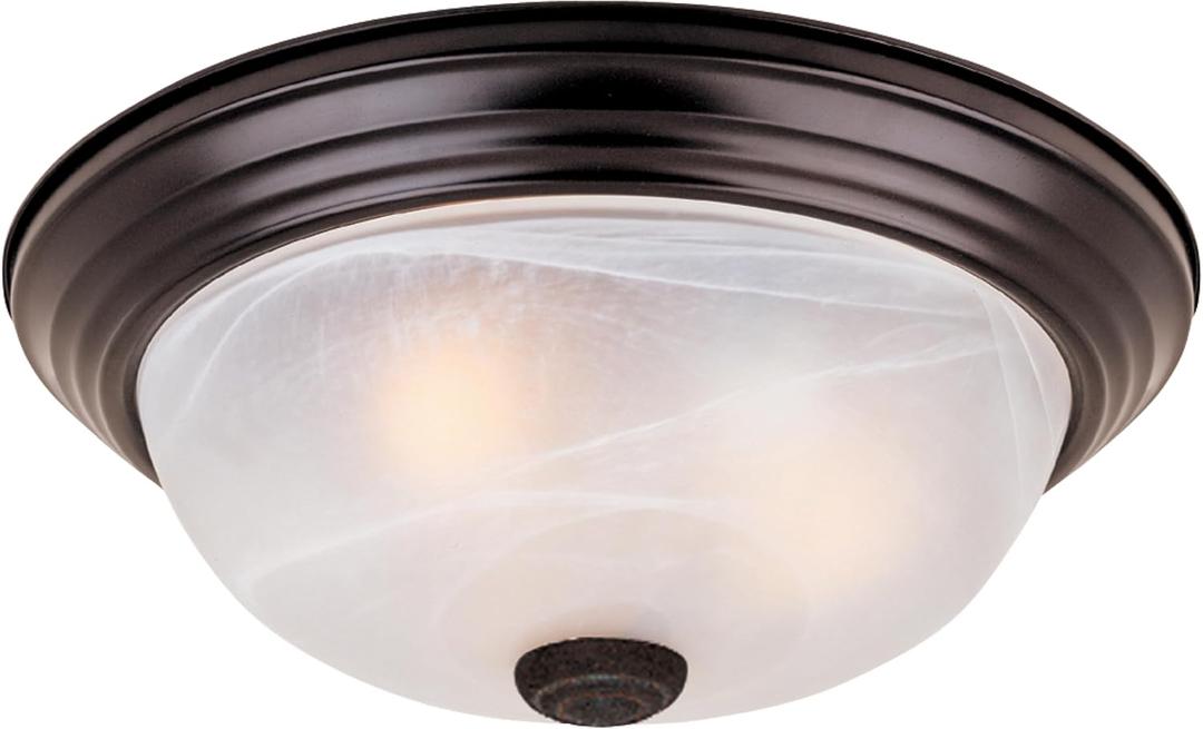Designers Fountain 13 inch, Modern 2-Light Flush Mount Ceiling Light Fixture, Alabaster Glass Shade, for Bedroom, Hallway, Indoor Room Lighting, Durable Steel, Easy Install, Bronze, 1257M-ORB-AL