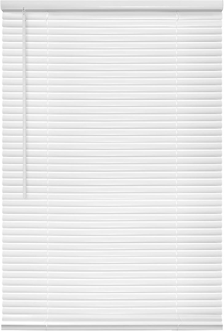 Eclipse 1 Inch Mini Blinds for Windows, 30 Inch Wide x 48 Inch Long, White Vinyl, Light Filtering Cordless Window Blinds, Quick Installation, Safe for Children & Pets, Wand Tilt for Easy Operation