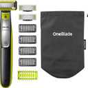 Philips OneBlade Hybrid Body and Face Stubble Trimmer with 4 x Lengths, 2 Extra Blade and Travel Pouch,
