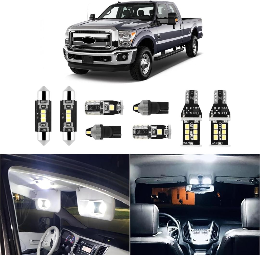 EASY EAGLE LED 14Pcs F250 F350 Car Interior Lights: Super Bright Bulbs for 1999-2016 F-250 F-350 Super Duty 6000K White LED Lighting Package Kit Includes Light Accessories Install Tool