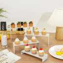 White Matte Metal Display Stand,8 Pcs 2 Set Display Risers, Metal Rectangular Display Shelf Holders for Showcase, Dessert, Perfume, Vendor Events, Cupcake Stands, Toys Display Shelves ( 8Pcs-White, 7L~8L~9L )