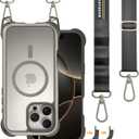 MAGEASY Designed for iPhone 16 Pro Max Case with Strap - 20ft Drop Protection Compatible with MagSafe, Transformable 2-in-1 Protective & Lanyard Case, Aluminum Frame | Odyssey Strap M (Titanium)