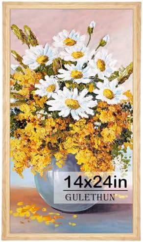 GULETHUN 14x24 Picture Frame, Natural Wood Poster Frame, Home Decor Natural Gallery Frames, Horizontal or Vertical Format, Sturdy, Plexiglass, Large Wall Decor, for Photos, Artworks, Posters