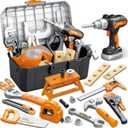 Kids Tool Set with Portable Tool Box & Electronic Toy Drill, Toddler Tool Set,Tool Play Toys Construction Tools for Kids Ages 3,4,5,6,7,8 for Christmas Birthday Gifts