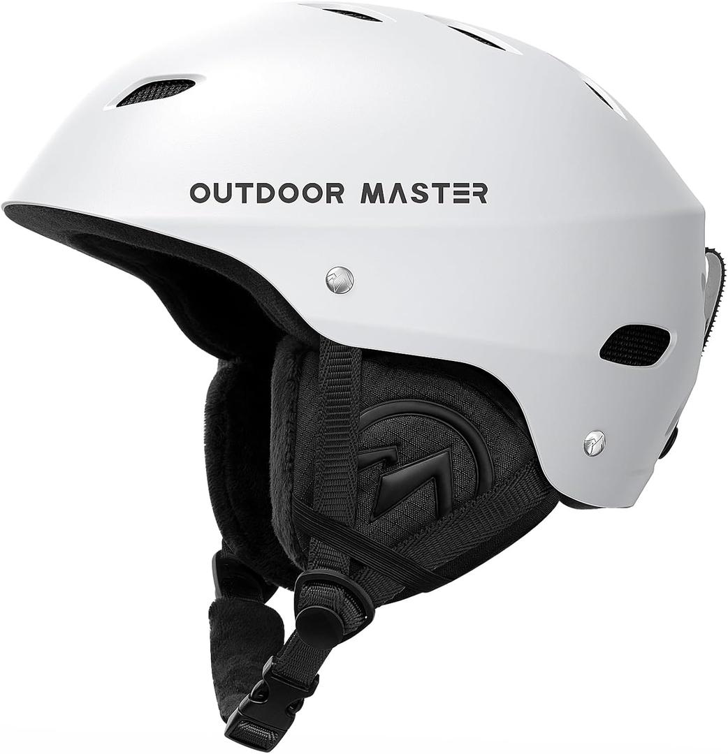 OutdoorMaster Kelvin Ski Helmet - Snowboard Helmet for Men, Women & Youth (Medium, White)