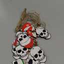 Suncalla 12 Pcs Christmas Skull Tree Ornaments Gothic Christmas Tree Decorations Skeleton Wood Hanging Ornaments Horror Skull Decoration for Xmas Decor Halloween Holiday Party