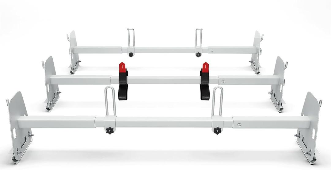 Universal Van Ladder Roof Racks, Adjustable Length 48''-67'', Van Roof Ladder Rack Fit for Chevy Express 1500 2500 3500 Ford Econoline GMC Savana Cargo Vans with Rain Gutter