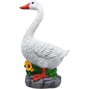 Joyful Porch Goose Statue Cygnus, Big Resin Garden Lawn Yard Dcor, Sculpture, 20 inches High Figurine, Duck, Indoor and Outdoor, by GGTown TM