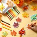 Pasimy 24 Set Thanksgiving Sticky Notes and Pens Set Classroom Gifts Fall Party Favors Fall Pens Pumpkin Maple Leaf Acorn Shaped Notepads Ballpoint for School office Supplies(Pure Color, Maple Leaf)