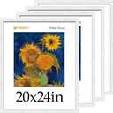 20x24 Picture Frame, White Wood, 4 Pack, Wall Mounting Display