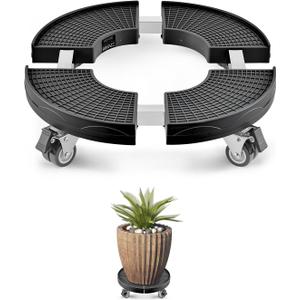 VEVOR Trash Can Dolly with 4 Lockable Wheels, 440lbs Weight Capacity, Round Trash Can Roller Base, 15-22.8 in Adjustable, Heavy Duty Drum Dolly Plant Caddy, Multi-Functional Rolling Dolly Cart, Black