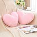 2 Pcs Pink Heart Pillow,Cute Heart Shaped Pillow Plush Heart Throw Pillow Set for Bed Livingroom Sofa Home Decor Girls Women Valentine (mini-12.9"x9.8")
