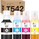 Hiipoo 542 Pigment Ink Refill Bottle ET-5850 ET-5880 ET-5170 ET-16600 ET-16650 ST-C8000 Printers Replacement for 542 Ink Refill Bottles for ET-5850 Upgrade Version (4 Pack)