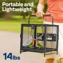 VIVOHOME 19 Inch Wrought Iron Bird Travel Carrier Cage for Parrots Conures Lovebird Cockatiel Parakeets Black