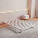 White Low Twin Bed Frame, 4 Inch Low Profile Twin Bed Frame No Box Spring Needed with Mattress Stoppers, DIY Headboard, Heavy Duty Beds Support 3000 LBS, Rounded Legs, Easy Assembly, Noiseless