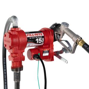Fill-Rite FR1210H 12V 15 GPM Fuel Transfer Pump with Discharge Hose & Manual Nozzle | Gasoline, Diesel, Kerosene, Ethanol & Methanol Blends & Biodiesel