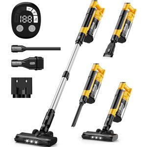 350W Cordless Vacuum Cleaner for Dewalt Battery, 35kPa Brushless Lightweight Stick Vacuum with 3 Mode Suction, 6 in 1 Stick Vacuum Cleaner with HEPA for Floor, Carpet, Car (Battery Not Included)