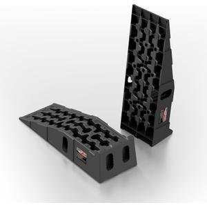 Heavy-Duty Vehicle Service Ramps - 1 Pair Professional Auto Maintenance Lifts for Trucks & SUVs, High-Lift Tire Ramps for Underbody Oil Change, Integrated Support for Jack Stands