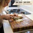 XXL Teak Wood Cutting Board, 24 x 15 Inch (ExtraThick 1.7") Hardwood Butcher Block for Meat, Cheese, Charcuterie Heavy Duty End Grain Non Toxic Wood Chopping Board with Handle (Oil & Plate included)