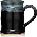 20oz Barrel Coffee Mug Handmade in the USA (Glossy Black/Green)