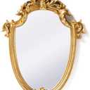Funerom Vintage 16.9 x 11.8 inch Decorative Wall Mirror Gold Shield Shape