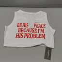 LovelyWholesale Sexy Crop Top for Women Graphic Tees Summer V Neck Tank Tops, size L, White