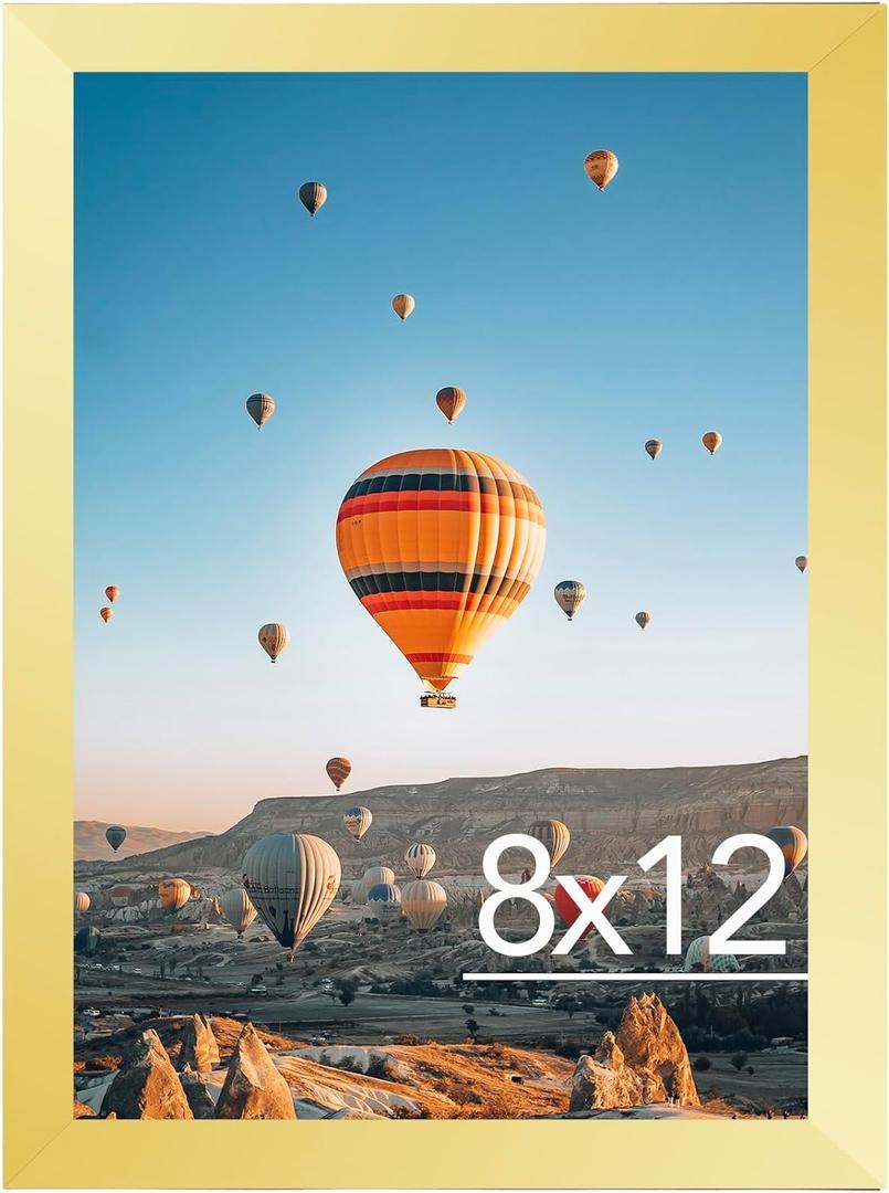 JCJMY 8x12 Picture Frame for Wall Hanging or Tabletop, Wall Mounting Horizontally or Vertically, 8 x 12 Wall Gallery Poster Photo Frame with Shatter Resistant Plexiglass, Natural