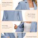 ELLEVEN Women's Blazer Business Casual Lightweight Suit - Long Sleeve Slim Fit Work Office Jacket with Pockets (Blue, S)