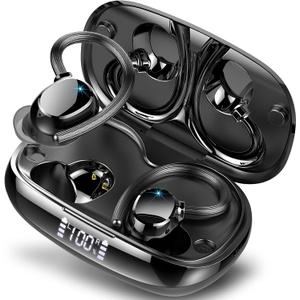 Wireless Earbuds for Small Ear, HiFi Stereo Sport Bluetooth 5.3 Headphones with Earhooks, 48H Deep Bass Ear Buds with LED Display, Noise Cancelling, IP7 Waterproof Earphones Built-in Mic for Running