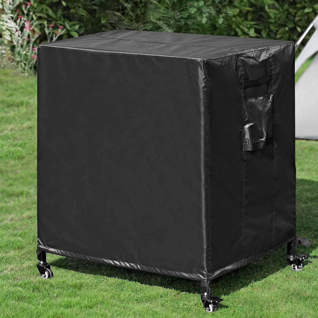 Stainless Steel Grill Cart with Cover Pizza Oven Stand with Water-proof Cover Trolley Table with Wheels Three-Shelf Movable Food Prep and Work Table Heavy Duty Grill Cart Outdoor 31.5"24"35.5",  Table With Cover