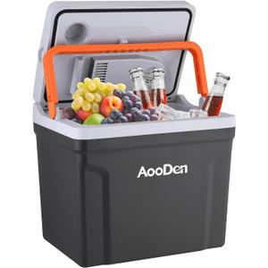 Upgrade 27 Quart (25Liter) Electric Car Cooler and Warmer with New Removable lid Design, Thermoelectric Iceless Cooler for Travel, Camping, Vehicles, Truck, Home - 12V DC and 120V