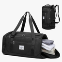 Laripwit Gym Bags for Men, 40L Medium Sports Travel Duffel Bag with Shoe Compartment & Wet Pocket Lightweight Gym Duffle Bag Backpack Multipurpose Weekender Overnight Backpack for Women, Black