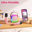 Kinglucky Mini Karaoke Machine for Kids, Top Birthday Gift Pick for Girls Ages 3, 4, 5, 6, 7, 8, 9, 10, 11, 12 Years Old, Kids' Personal Video Players Accessories with 2 Mics Singing Present Toy, Pink