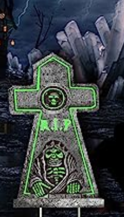 Halloween Decoration Outdoor Tombstone Yard Sign - Glow in the Dark -  Graveyard Tombstone Halloween Props