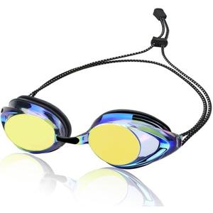 Otionus Swim Goggles for Adult Men Women Youth, Bungee Strap Swimming Goggles No Hair Pulling Mirrored Goggles No Leaking Anti-Fog UV Protection