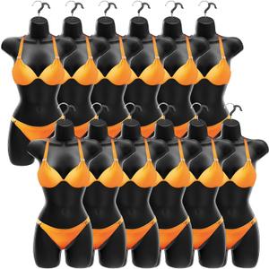 Dress Form Female Mannequin Torso Hollow Back Hanging Mannequin Body Manikin with Hook Half Body Shirt Clothing Display Plastic(12 Pcs,31.1 x 16.1 Inch)